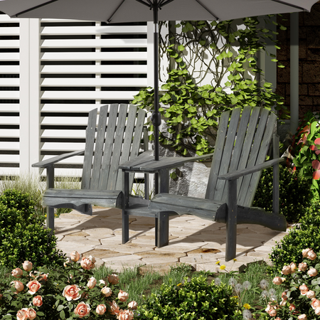 Fauteuils de jardin Adirondack avec table basse sapin gris