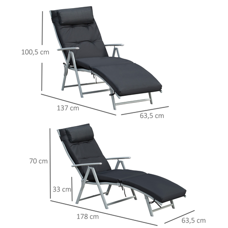 Transat pliable inclinable 7 positions matelas inclus