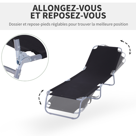 Bain de soleil transat pliable dossier réglable