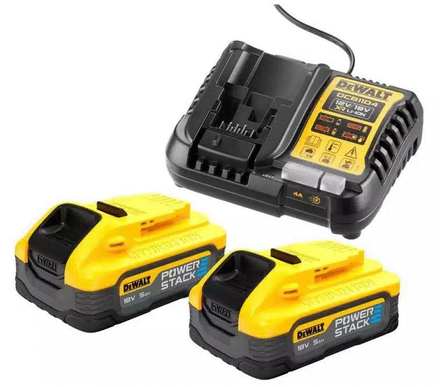 Pack 2 batteries 18V POWERSTACK XR 5Ah LI-ION + chargeur - DEWALT - DCB1104H2-QW