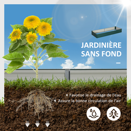 Carré potager de jardin tôle d'acier ondulée vert