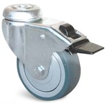 Roulette Uniroll caoutchouc grise à trou central pivotante + frein 75mm - GUITEL HERVIEU - 840082