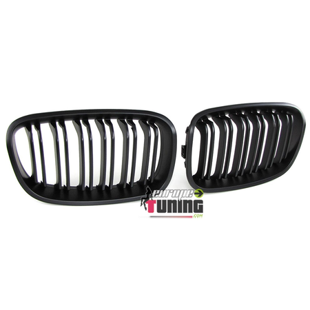 GRILLES CALANDRES NOIRES MATES SPORT DOUBLE AILETTES BMW SERIE 1 F20 F21 PHASES 1 (04705)