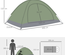 Tente de camping 2 personnes fibre verre polyester gris vert
