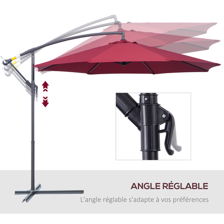 Parasol déporté octogonal diamètre 3m rouge