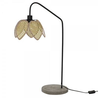 Lampe de bureau DKD Home Decor Noir Gris Métal Marron Rotin 250 V 60 W (25 x 50 x 81 cm)