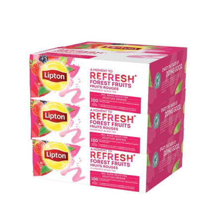 Coffret de Thé Noir Fruits Rouges Lipton - 3 coffrets - 300 sachets