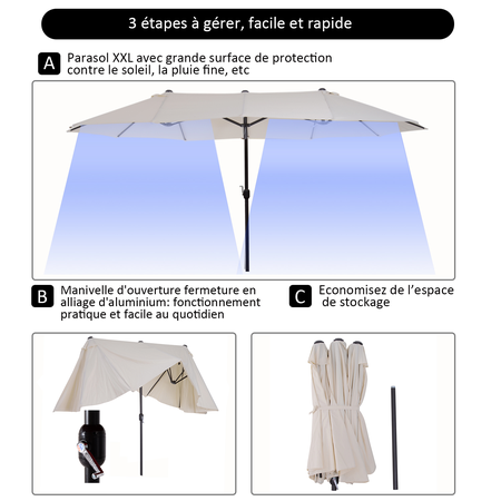 Grand parasol acier polyester haute densité