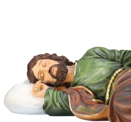 Grande Statue de Saint Joseph endormi en résine 57cm