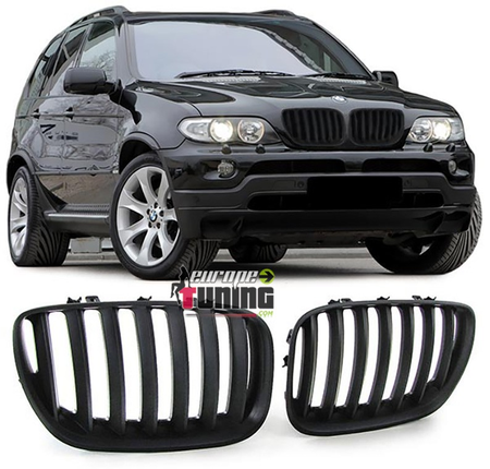 GRILLES CALANDRES SPORT NOIRES BMW X5 E53 FACELIFT 2003-2007 (00157)