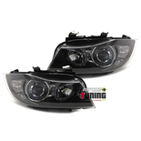 PHARES FEUX NOIRS ANGEL EYES ANNEAUX LED BMW SERIE 3 E90 & E91 PHASES 1 05-08 (00355)