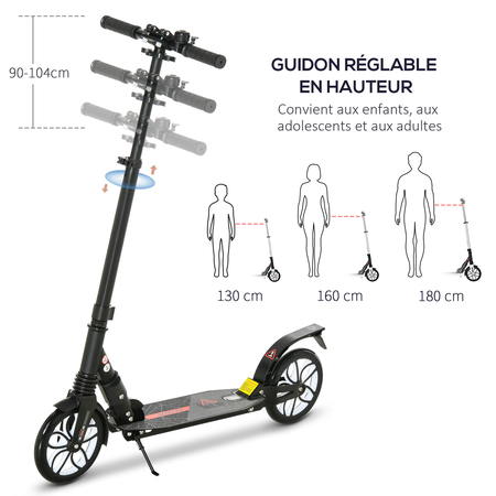 Trottinette adulte pliable alu. noir