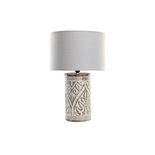 Lampe de bureau DKD Home Decor Naturel Beige Coton Blanc Bois de manguier 50 W (18 x 18 x 30 cm)