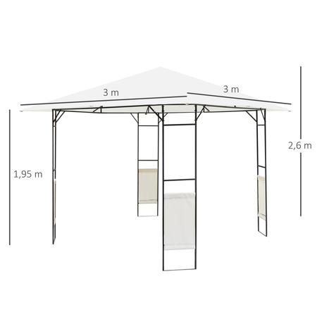 Tonnelle barnum pavillon de jardin métal époxycpolyester haute densité crème