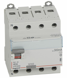 Interrupteur différentiel DX³-ID arrivée haute et départ bas à vis 4P 400V  type AC 4 modules 300mA 40A - LEGRAND - 411665
