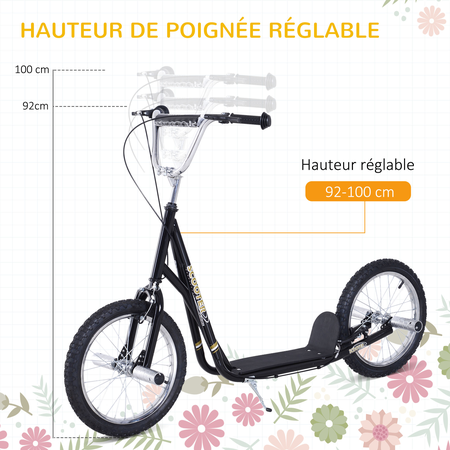 Trottinette patinette freestyle grandes roues et pegs noir