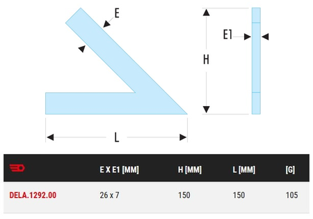 Equerre à chapeau à 45° 150x150mm - FACOM - DELA.1292.00