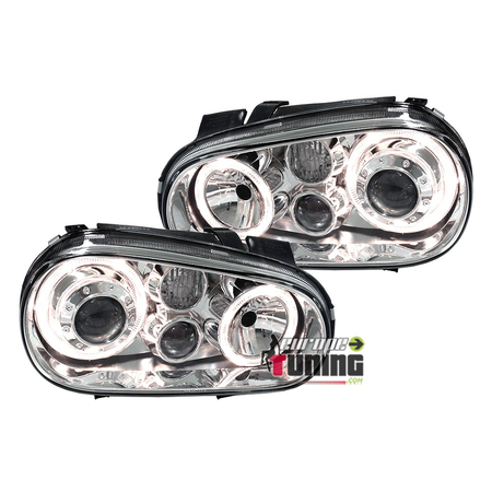 PHARES FEUX AVANTS ANNEAUX ANGEL EYES LED PACK R32 VOLKSWAGEN VW GOLF 4 (00671)