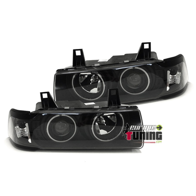 PHARES NEON CCFL ANGEL EYES BMW E36 SERIE 3 BERLINE / TOURING NOIRS (13712)