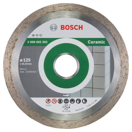 Disque à tronçonner diamanté Standard pour céramique  125x22,23x1,6x7mm - BOSCH - 2608602202