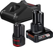 Starter set 12V 2 batteries (2Ah +4 Ah) + chargeur GAL 12V-40 sous carton - BOSCH - 1600A01NC9