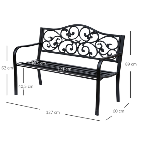 Banc 3 places de jardin style cosy chic noir