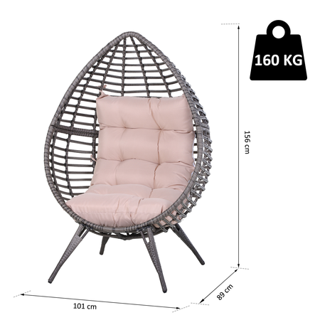 Fauteuil cocon œuf sur pied design coussin inclus acier époxy résine