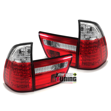 FEUX ROUGES CLAIRS A LEDS AVEC BANDES LONGUES POUR BMW X5 E53 1999-2003 PHASE 1 (03451)