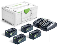 Set énergie SYS 18V 4 batteries 5Ah + chargeur TCL 6 DUO en coffret Systainer SYS3 - FESTOOL - 577709