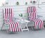 Lot de 2 chaises longues pliables rouge blanc