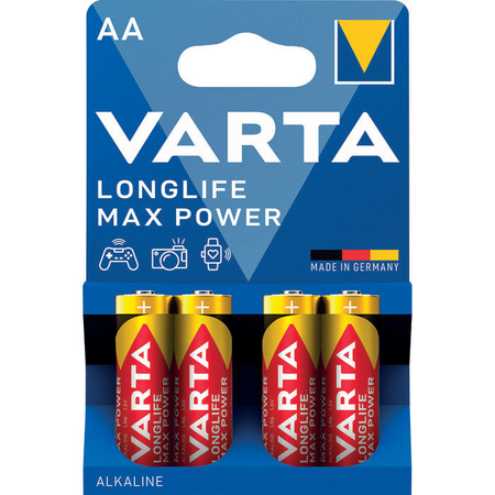 Blister de 4 piles LONGLIFE Max Power LR06 AA 1,5V - VARTA - 4706110404