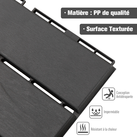 Caillebotis emboîtables - dalles terrasse - lot de  9 composite plastique imitation bois