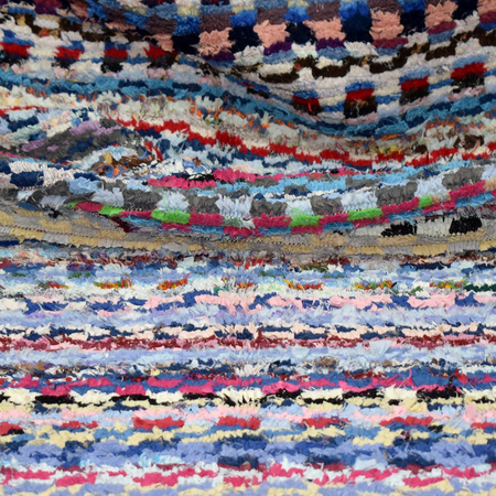 Tapis berbère noué main en tissu recyclé BOUCHAROUITE AU