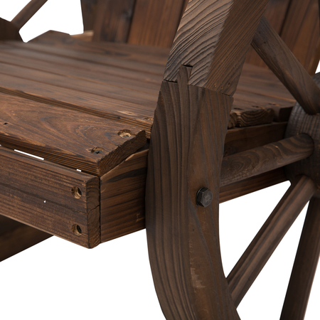 Fauteuil de jardin Adirondack accoudoirs roues charrette sapin carbonisé