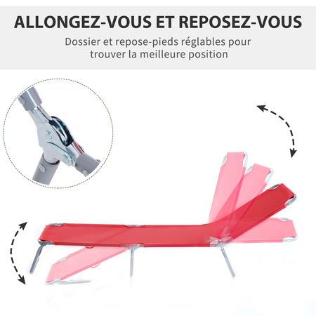 Bain de soleil transat pliable dossier réglable