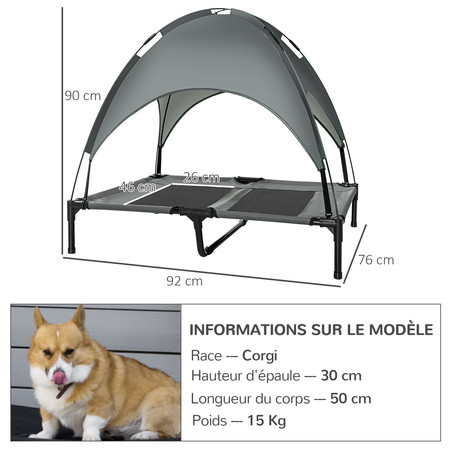 Lit pour chien chat sur pieds + parasol + sac de transport