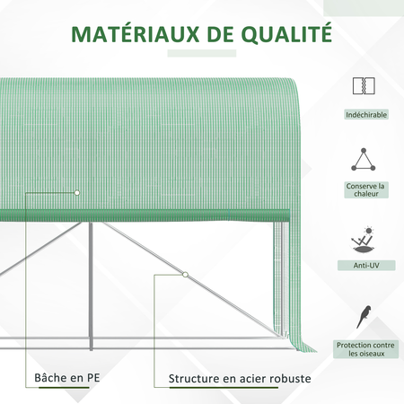 Serre de jardin à tomates acier PE haute densité vert