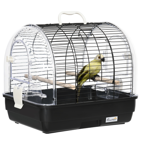 Cage à oiseaux portable 3 portes avec accessoires noir