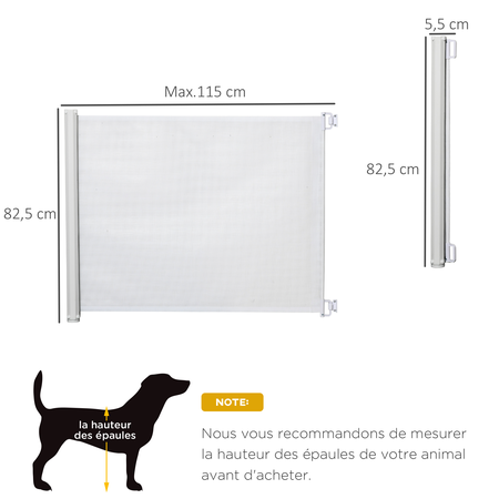 Barrière de sécurité 1,15L x 0,83H m métal blanc