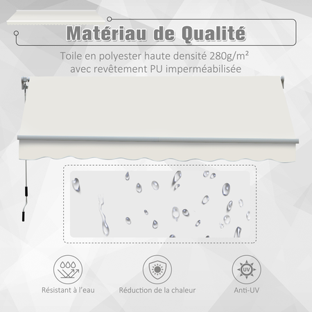 Store banne manuel rétractable alu. polyester