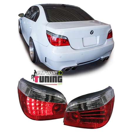 FEUX A LEDS ROUGES NOIRS BMW SERIE 5 E60 BERLINE PHASE 1 2003-2007 (11851)