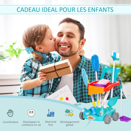 Jeu d'imitation chariot de nettoyage enfant avec accessoires