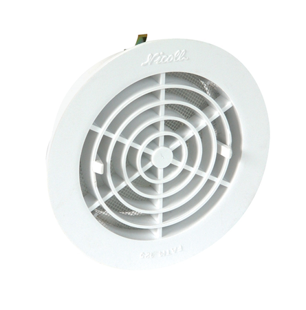 Grille de ventilation à encastrer aération intérieur à fermeture PVC D 125mm blanc - NICOLL - 1FATM125