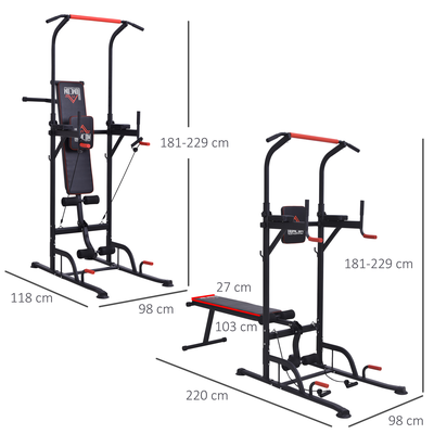 Station de musculation Fitness entrainement complet acier rouge noir