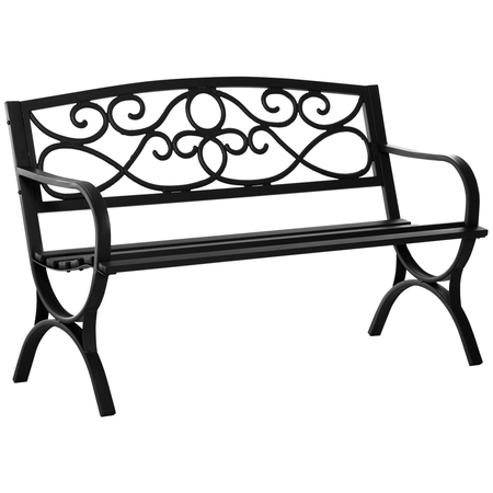 Banc de jardin 2 places néo-rétro acier fonte noir