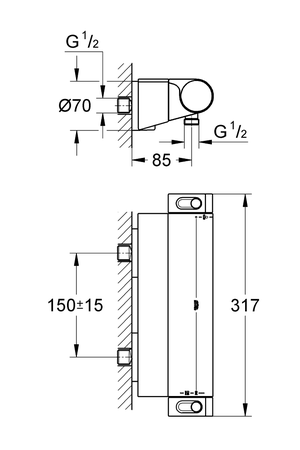 Mitigeur de douche thermostatique GROHTHERM 2000 bicommande - GROHE - 34463-001