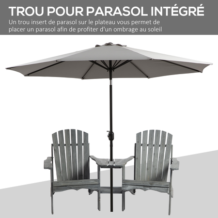 Fauteuils de jardin Adirondack avec table basse sapin gris