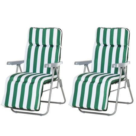 Lot de 2 chaises longues pliables bleu blanc