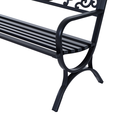 Banc de jardin terrasse en acier fonte noir 3 places