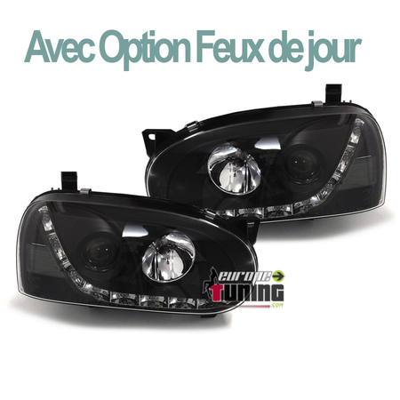 PHARES FEUX AVANTS NOIRS DE JOUR LED DIURNES DRL VOLKSWAGEN VW GOLF 3 (03488)